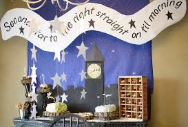 Peter Pan Party Sky Backdrop Bulletin Board Paper From Hobby Lobby Banner Made By Hand Clock And London Skyline Peter Pan Party Peter Pan Tinkerbell Party