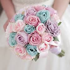 See more ideas about pink blue weddings, wedding, pink blue. Amazon Com Iffo High End Custom Bride Hand Holding Candy Color Wedding Bouquet Bride Bride Bridesmaid Bridesmaid Wrist Light Blue Diy Decor Home Kitchen