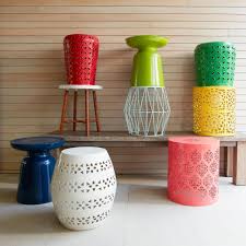 Punched And Pierced With A Fun Floral Design Our Versatile Metal Stool Is A Colorful Global Inspired Seat For Your Outdoor Space That Also Doubles As An Accen
