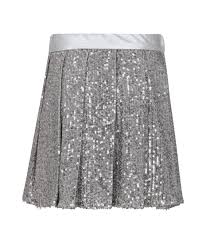 Genny Silver Skirt For Girl With Sequins - Girls