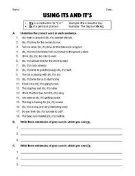 Using Its And It S Worksheet And Answer Key Language Arts Classroom English Language Arts High School English Language Arts Classroom