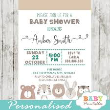 Digital baby shower invitations for modern hosts. Hand Drawn Forest Animals Baby Shower Invitations D360 Baby Printables