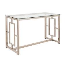 Occasional Contemporary Nickel Sofa Couch Table Walmart Com Metal Sofa Sofa Table Tempered Glass Table Top