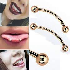 Rose Gold Plated Pvd Steel Banana Ring Snake Eyes 16g 3mm Balls 9 16 5 8 1 2pc Snake Eyes Tongue Piercing Piercings Unique Mouth Piercings