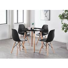 Check spelling or type a new query. Eiffel Halo Round Dining Table Set With 4 Chairs Black Black