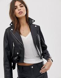 45 Unique Black Leather Jacket Ideas For Women To Try Asap Cropped Biker Jacket Leather Jacket Girl Leather Jacket Style