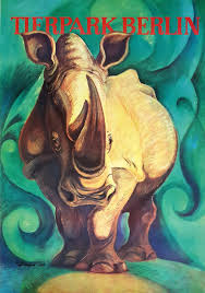 1969 Tierpark Berlin Rhino Original Vintage Poster Zoo Poster Design Vintage Posters Travel Posters
