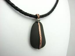 Natural Stone Necklace Beach Stone Jewelry Earthy Copper Wire Beach Stones Jewelry Rock Jewelry Pebble Jewelry