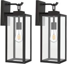 Outdoor Wall Lantern With St19 Led Bulb 2700k 60w Equivalent Matte Black Wall Light Fixtures Architectural Wall Sconce With Clear Glass Shade For Entryway Porch Doorway Etl Listed 2 Pack Amazon Com
