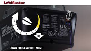 Periodic checks of the garage door opener are required to ensure safe operation. How To Adjust Force On A Liftmaster Garage Door Opener With Manual Adjustment Controls Youtube