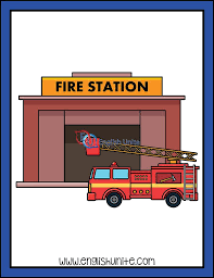 Black And White Fire Station Building Fire Station Fire Station Community Places Paper Doll House
