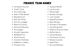 Join 425,000 subscribers and get. Finance Team Names 250 Names For Your Accounting Group