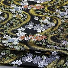 Cf587 Golden Wave Black Fabric Cherry Blossom Jacquard Nishijin Brocade Fabric The Kimono Clothing Fabric Diy Sewing Materials Fabric Aliexpress