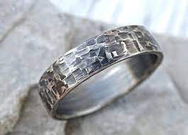 Viking Mens Ring Silver Industrial Wedding Band Mens Promise Ring Silver Forged Silver Band Ring Cool Mens Ring Unique Structure Rings For Men Promise Rings For Guys Cool Rings For Men