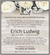 Traueranzeigen von Erich Ludwig