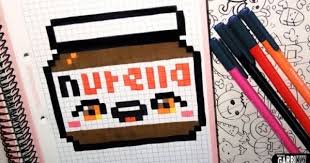 Kawaii Nutella Pixel Art By Garbi Kw Pixel Art Food Pixel Art Minecraft Pixel Art