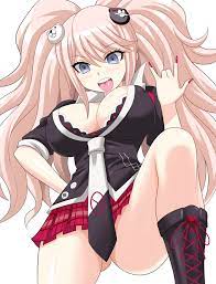 1girls anime style ass visible through thighs big breasts blonde  hair blue eyes boots bra breasts convenient censoring covered nipples  danganronpa favorite huge breasts junko enoshima konno tohiro looking