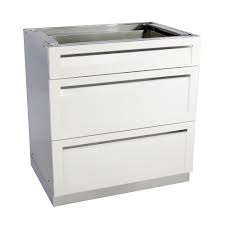 Complete with two drawers and. 4 Life Outdoor Stainless Steel 3 Drawer 32x35x22 5 In Outdoor Kitchen Cabinet Base With Powder Coated Drawers In White W40053 The Home Depot