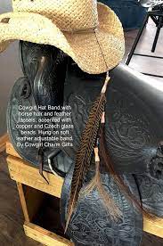 Cowboy Hat Band Handcrafted One Of A Kind With Horse Hair Pheasant Feather Copper And Glass Beads Cowboy Hat Bands Cowboy Hats Hat Band