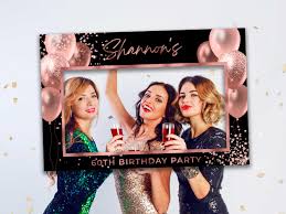 30th birthday party photo booth frame, Birthday decorations black and rose  gold, Birthday selfie, Gift for her, Birthday ideas, Any age