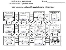 The surface area is the area that describes the material that will be used to cover a geometric solid. Surface Area Of Cylinders And Prisms Activity Worksheets Tpt