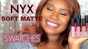 Nyx soft matte lip cream swatches on dark skin finding the right shade that looks adorable on a dark skin tone can be sometimes difficult. Nyx Soft Matte Lip Cream Swatches On Dark Skin Kizzy Courtney Youtube
