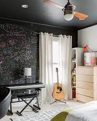 Paint has been around for thousands of years, but somehow the industry continues to evolve and offer to keep children busy while preparing dinner, consider incorporating a big chalkboard on a kitchen island or open wall, as seen here: 35 Bedrooms That Revel In The Beauty Of Chalkboard Paint