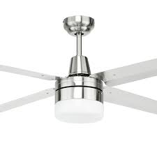White painted finish wooden blades/stainless steel speed : Brilliant Atrium 316 Stainless Steel Ceiling Fan With Light 48 Inch