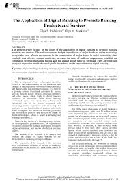 PDF) The Application of Digital Banking to Promote Banking Products and  Services