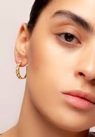 Minimalist white natural stone hoop earrings