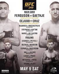 Prelims (youtube at 6 p.m. Ufc 249 Fight Card Fights Lineup Schedule
