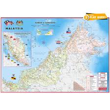 Peta sungai & tasik di malaysia. Map Of East Malaysia Sabah Sarawak 28 X 40 70cm X 100cm Lazada
