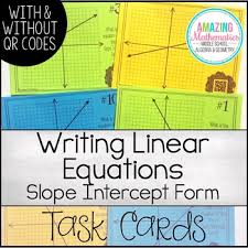 Writing Linear Equations In Slope Intercept Form Task Card Writing Linear Equations Task Card Activities Task Cards