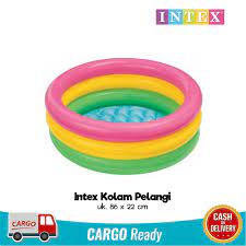 Kolam renang anak dino seluncur bonus pelampung intex 57129. Intex 58924 Kolam Anak Uk 86 X 25 Cm Kolam Renang Anak Mandi Bola Renang Pelangi Shopee Indonesia