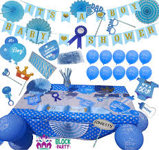 You'll receive email and feed alerts when new items arrive. Deluxe Boy Baby Shower Decorations Bundle Banners Blue Polka Dot Tablecloth Pacifier Confetti Paper Straws Paper Fans Photo Props Cupcake Toppers Balloons A Sash For Mom And A Ribbon For Dad Buy