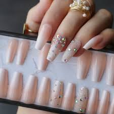 Glue will last longer than a sticker adhesive. Handmade Ombre Gel Nude Coffin Reusable Press On Nails Box Pink Acrylic Nails Uv Bling 3d Crystal Ballet Fasle From Kendana 30 4 Dhgate Com