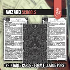 WIZARD SCHOOL CARDS for Dnd 5e Form Fillable Pdfs Included Dungeons and  Dragons D&D Printable Dnd Spell Cards Dnd Subclasses - Etsy Denmark
