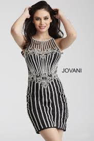 Jovani 55859 Sheer Beaded Cocktail Dress Form Fitting Wedding Dress Prom Dresses Jovani Short Dresses