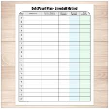 Debt Payoff Plan Chart Debt Snowball Method Printable