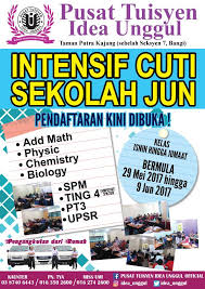 Katanya sijil adalah peringkat kebangsaan, tp apabila saya tunjukkan sijil kepada pihak sekolah, pihak sekolah tidak menerimanya kerana katanya sijil yg dianjurkan daripada pusat tuition. Intensif Cuti Sekolah Pusat Tuisyen Idea Unggul Official Facebook