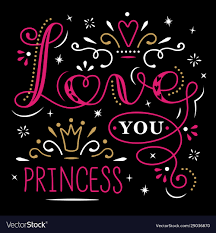 Love you princess lettering isolated on black Vector Image