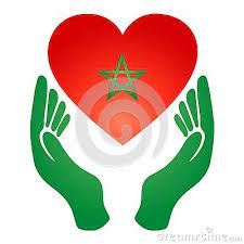 i love morocco and the heart of the hand flag of the kingdom of moroccon my love vector illustration morocco
