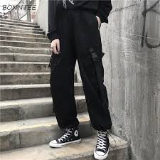 Cargo Pants Women Plus Size Sweatpants Loose Korean Fashion Full Length Street Style Womens Trousers Leisure Hip Hop Black Chic Pants Capris Aliexpress