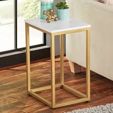 Mainstays End Table White Top With Gold Frame Walmart Com In 2020 End Tables Side Table Geometric Side Table