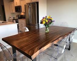 Custom Live Edge Dining Table Slab Dining Table Dark Wood Etsy In 2020 Slab Dining Tables Live Edge Dining Table Dining Table