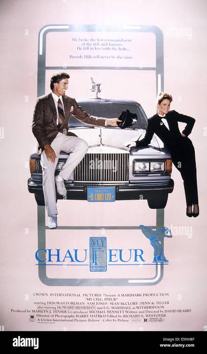 MY CHAUFFEUR, US poster, from left: Sam J. Jones, Deborah Foreman, 1986, ©  Crown International/courtesy Everett Collection Stock Photo - Alamy