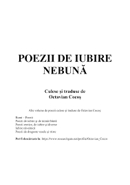 Maybe you would like to learn more about one of these? Pdf Poezii De Iubire NebunÄƒ Culese Si Traduse De Octavian Cocos