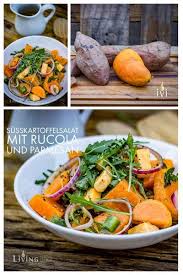 Susskartoffelsalat Mit Rucola Und Cheddar Livingbbq De Rezept In 2020 Kartoffelsalat Beilagen Zum Grillen Rezepte