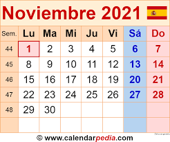 Calendario Noviembre 2021 Calendarpedia