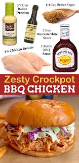 Zesty Slow Cooker Bbq Chicken Sandwiches Recipe Chicken Slow Cooker Recipes Easy Slow Cooker Chicken Recipes Shredded Bbq Chicken